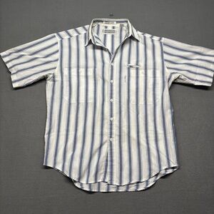 VINTAGE Levi's Silver Label Mens Size M Button Up Shirt Striped Short Sleeve